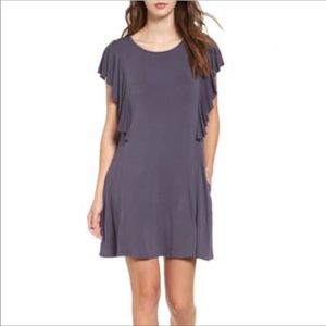 Socialite Dark Grey Ruffle Sleeve Tent Dress Sz S